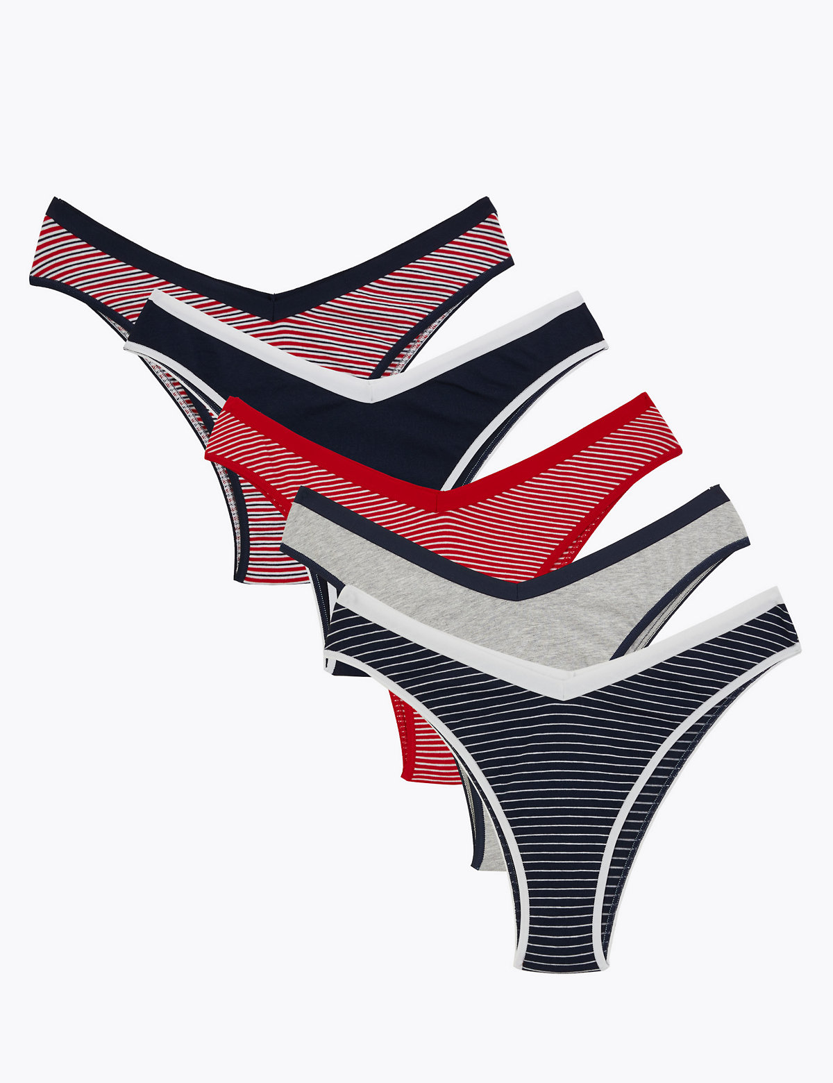 5 Pack Cotton Lycra® Striped Miami Knickers