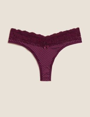 

Womens M&S Collection Gemusterte Miami-Tangas - Mulberry Mix, Mulberry Mix