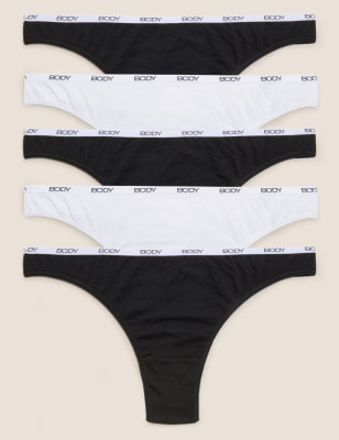 

Womens 5pk Supima Cotton Body Thongs - Black Mix, Black Mix