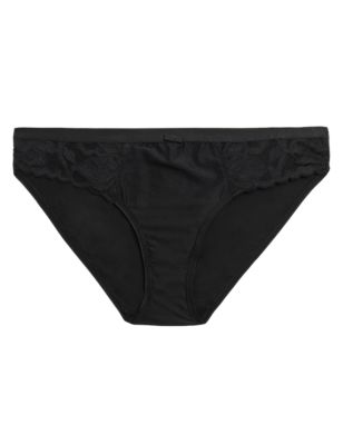 Womens M&S Collection Wild Blooms Bikini Knickers - Black