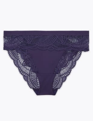 Sheer Lace High Leg Knickers - IT