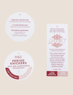 

M&S Collection Pack de 3 braguitas de corte alto para la menstruación de absorción variadaWomens - Black Mix, Black Mix