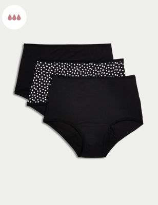 Marks And Spencer Womens M&S Collection 3pk Heavy Absorbency Period Full Briefs - Black Mix, Black Mix