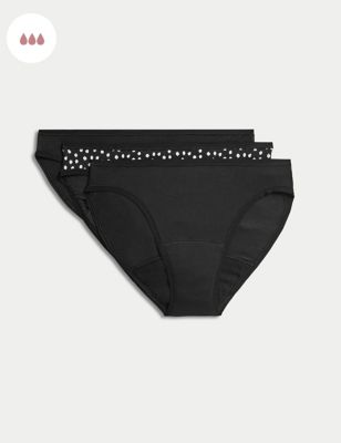 Marks And Spencer Womens M&S Collection 3pk Heavy Absorbency Period Knickers - Black Mix, Black Mix
