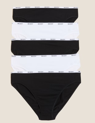 

Womens 5pk Supima Cotton Body High Leg Knickers - Black Mix, Black Mix