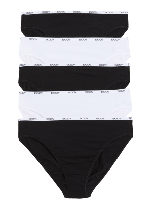 

Womens BODY 5pk Supima Cotton Body High Leg Knickers - Black Mix, Black Mix