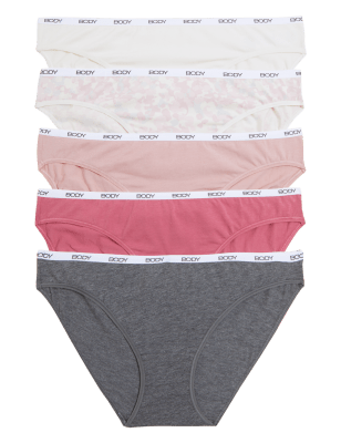 

Womens BODY 5pk Supima Cotton Body Logo Low Rise Bikini Knickers - Pink Mix, Pink Mix