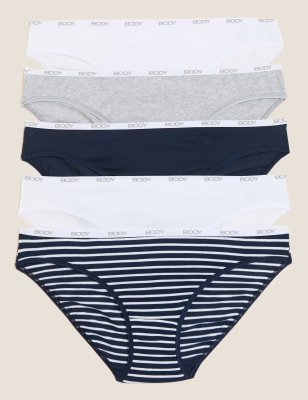

Womens 5pk Supima Cotton Body Logo Low Rise Bikini Knickers - Navy Mix, Navy Mix
