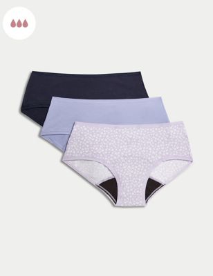 

Womens M&S Collection 3pk Heavy Absorbency First Period Low Rise Shorts - Lilac Mix, Lilac Mix