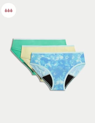 

M&S Collection Pack de 3 braguitas para las primeras menstruaciones de alta absorciónWomens - Blue Mix, Blue Mix