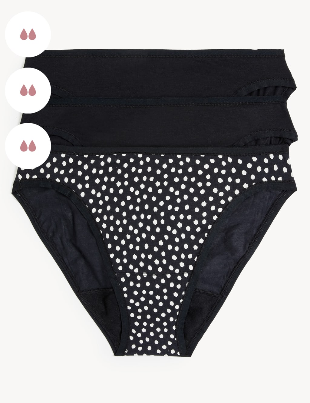 3pk Moderate Absorbency Period High Leg Knickers image 1
