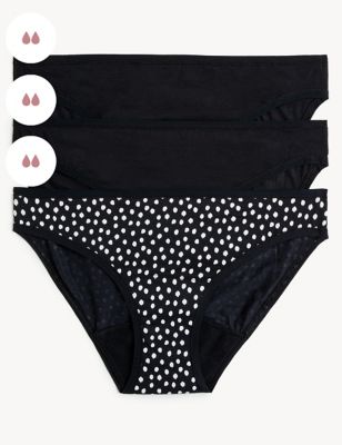 Marks And Spencer Womens M&S Collection 3pk Moderate Absorbency Period Bikini Knickers - Black Mix