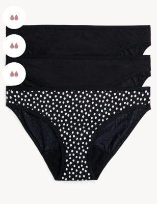 

Womens M&S Collection 3pk Moderate Absorbency Period Bikini Knickers - Black Mix, Black Mix