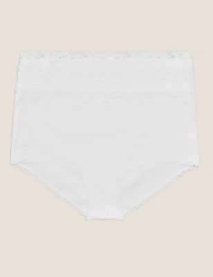 

Womens M&S Collection 3pk Cotton Rich High Rise Shorts - White, White