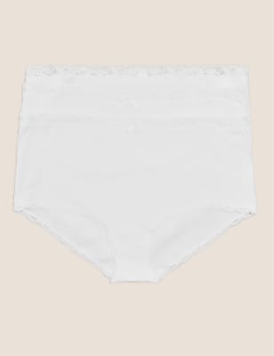 

M&S Collection Pack de 3 braguitas tipo culotte de talle alto de algodónWomens - White, White