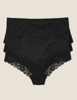 

Womens M&S Collection 3pk Lace High Rise Shorts - Black, Black