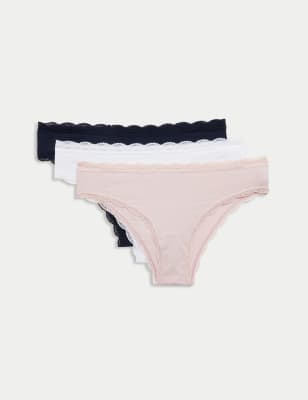 3pk Cotton Rich Brazilian Knickers, M&S Collection