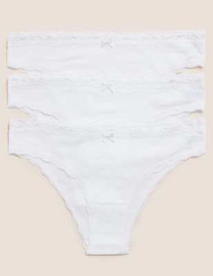 

Womens M&S Collection 3pk Cotton Rich Brazilian Knickers - White, White