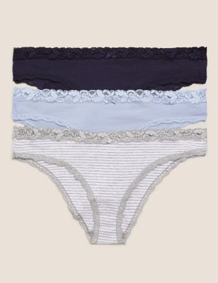 

Womens M&S Collection 3pk Cotton Rich Low Rise Brazilian Knickers - Grey Mix, Grey Mix