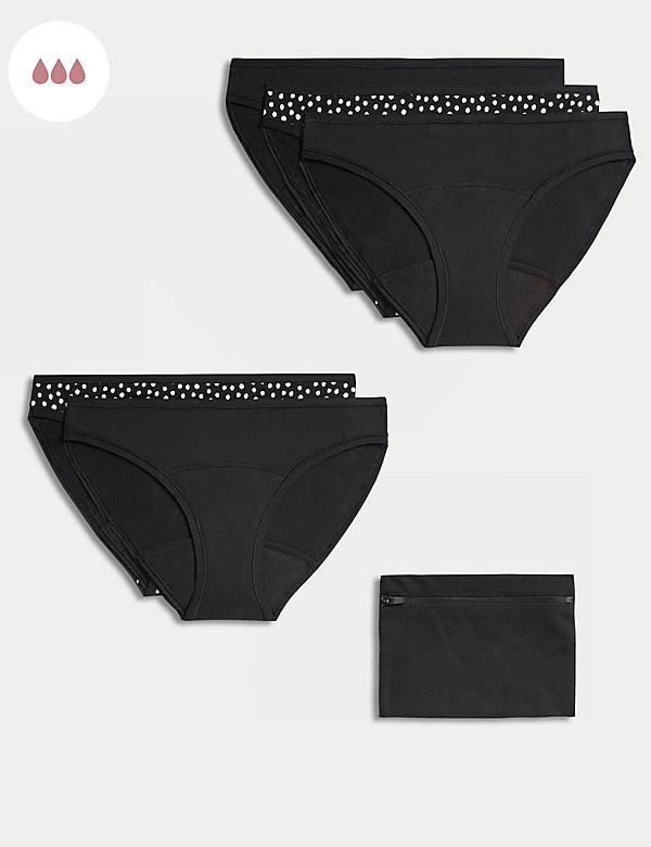 5pk Heavy Absorbency Period Bikini Knickers Bundle - QA