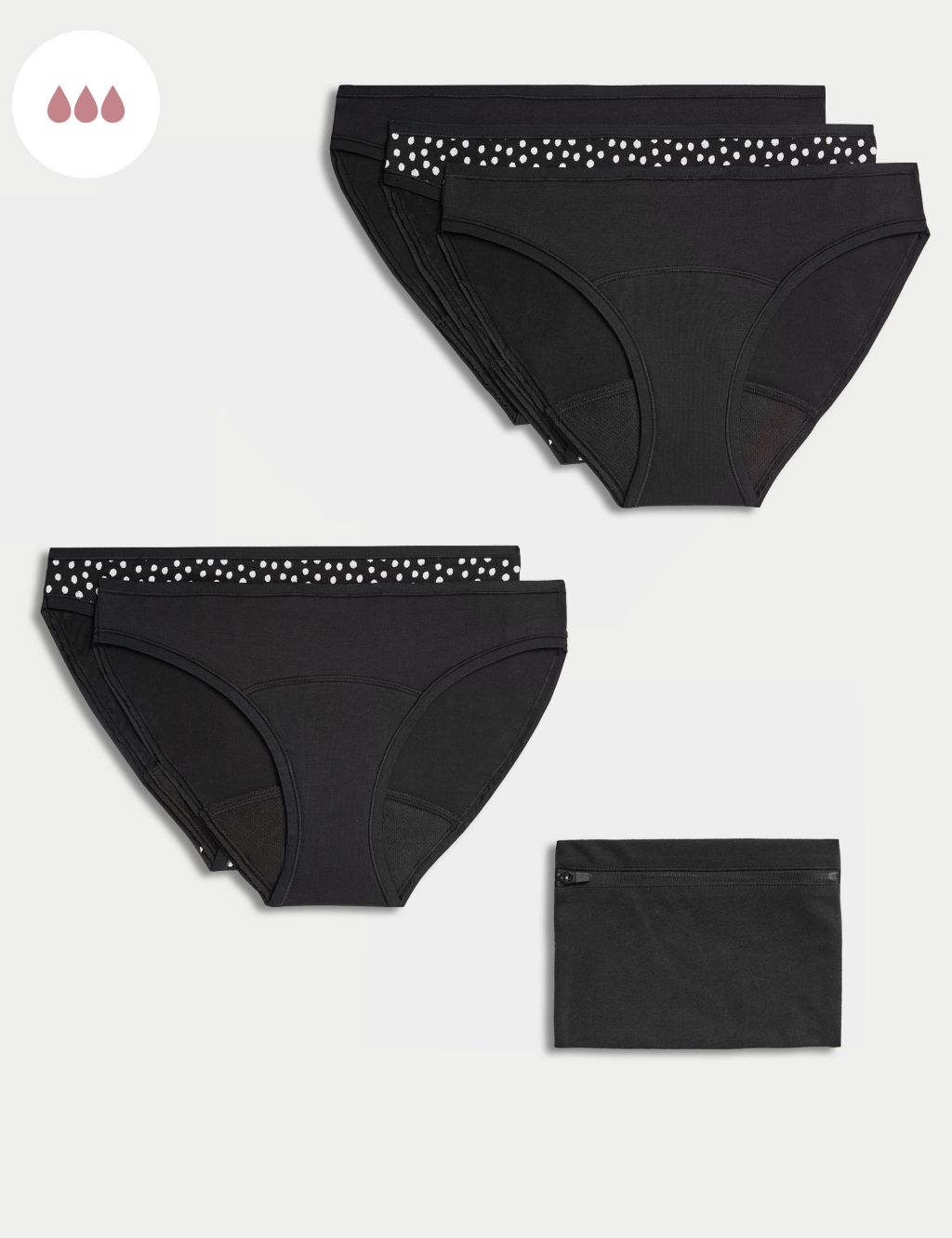 5pk Heavy Absorbency Period Bikini Knickers Bundle image 1