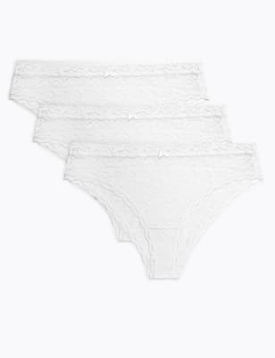 

Womens M&S Collection 3er-Pack Brazilian-Spitzenslips - White, White