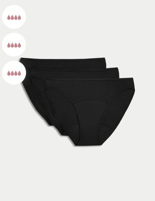 

Womens M&S Collection 3pk Super Heavy Absorbency Period Knickers - Black, Black
