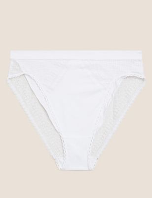 Body Womens Cotton Rich High Waisted High Leg Knickers - 8 - White, White