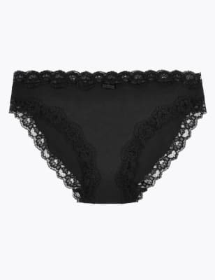 Cotton Lace Trim Bikini Knickers