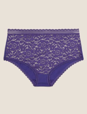  Culotte emboîtante en coton et dentelle - Blue