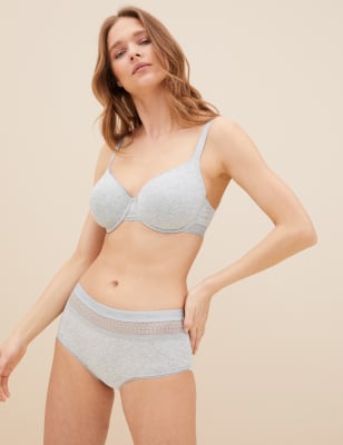  Shorty taille haute en coton, doté de la technologie Cool Comfort™ - Grey Marl