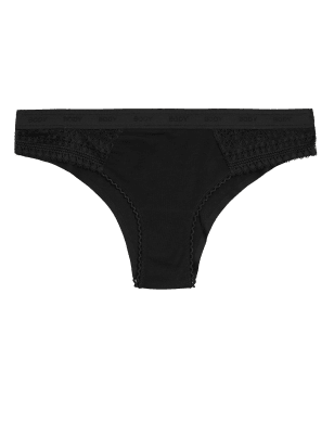 Body Womens Cool Comfort™ Cotton Rich Brazilian Knickers - 6 - Black, Black,White,Grey Blue