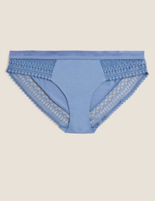 Body Womens Cotton Rich with Cool Comfort™ Bikini Knickers - 8 - Grey Blue, Grey Blue,White