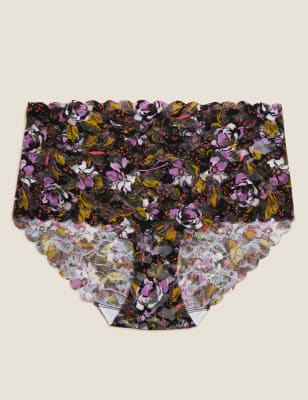 

Womens M&S Collection High Rise Floral Knicker Shorts - Black Mix, Black Mix