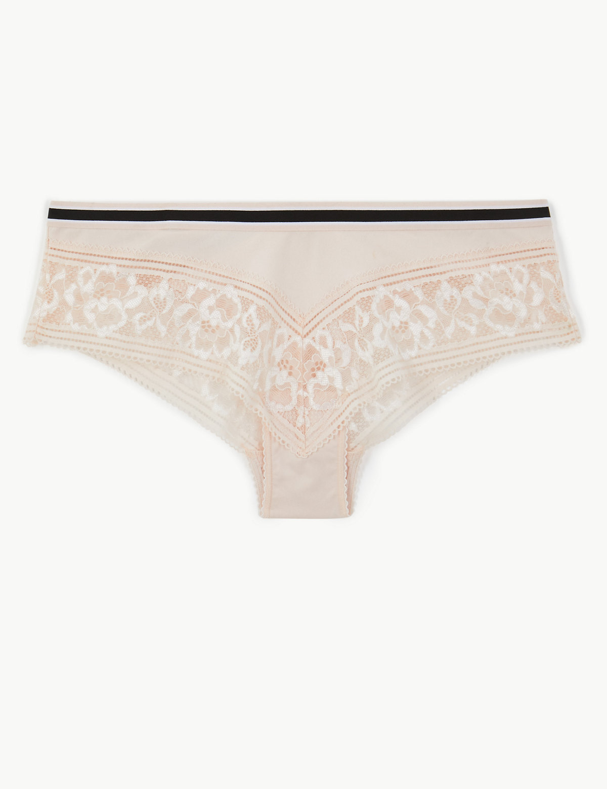 All Over Lace Sporty Trim Striped Brazilian Knickers