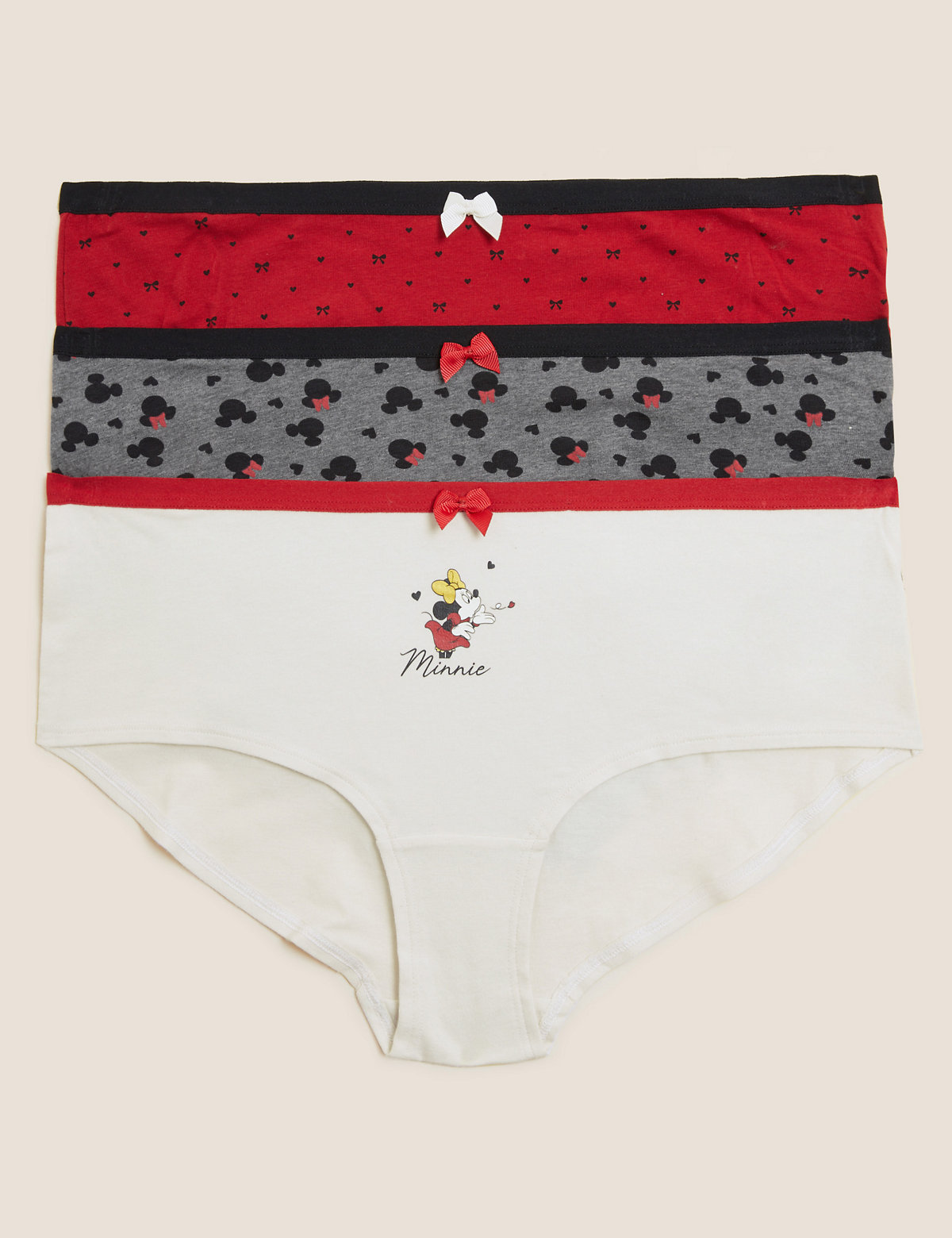 3pk Cotton Lycra® Minnie Mouse™ Printed Knicker Shorts