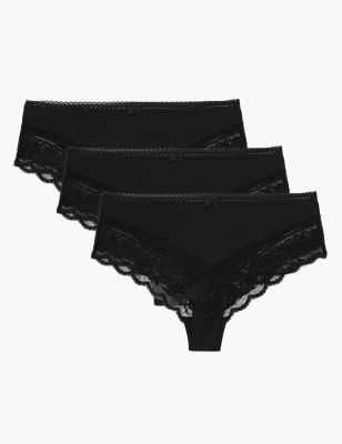 

M&S Collection Pack de 3 braguitas brasileñas con adorno de encajeWomens - Black, Black