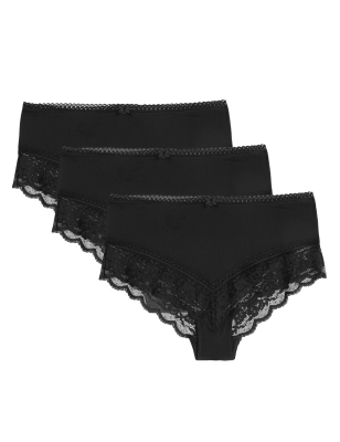 

M&S Collection Pack de 3 braguitas culotte de talle alto con adorno de encajeWomens - Black, Black