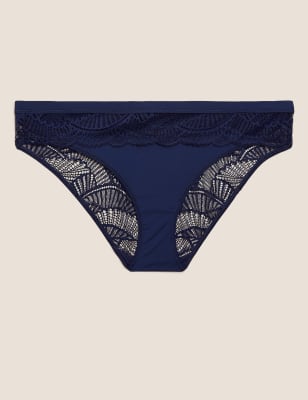  Culotte bikini taille basse ornée de dentelle - Midnight