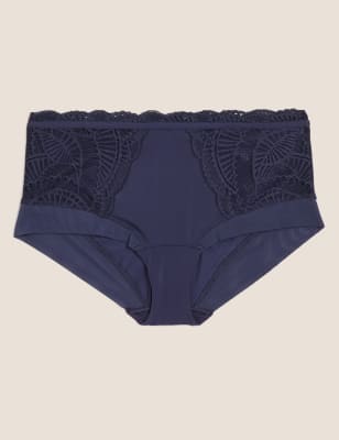 Shorty taille haute orné de dentelle - Midnight