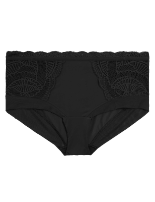 

Womens M&S Collection Lace High Rise Shorts - Black, Black