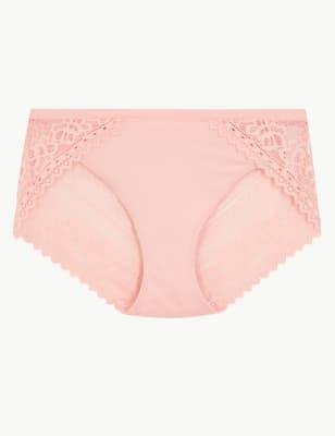 Culotte coupe &eacute;chancr&eacute;e ultra-douce, orn&eacute;e de dentelle