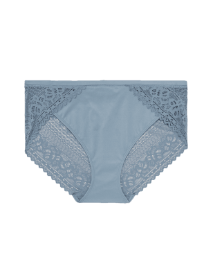 

Womens M&S Collection Sumptuously Soft™-Slip mit hoch ausgeschnittenem Bein und Spitze - Grey Blue, Grey Blue