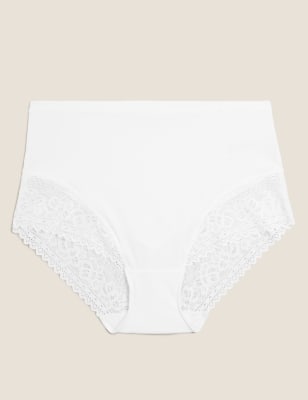  Culotte emboîtante ultra-douce, ornée de dentelle - White