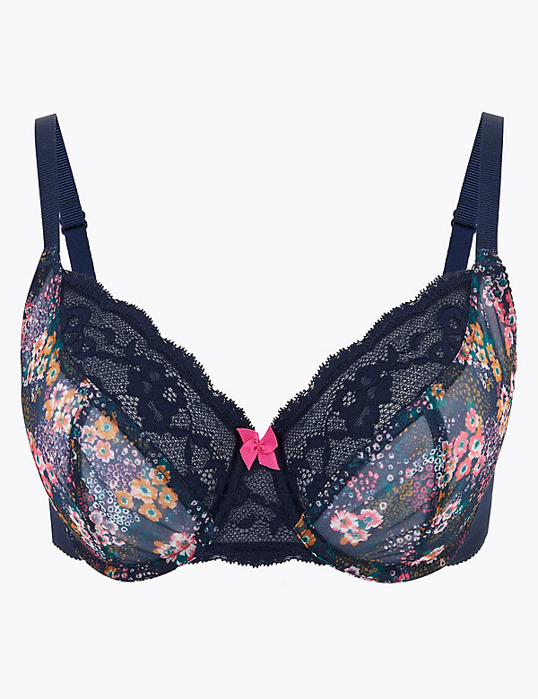 Lace Trim Wired Full Cup Bra A-E - RS