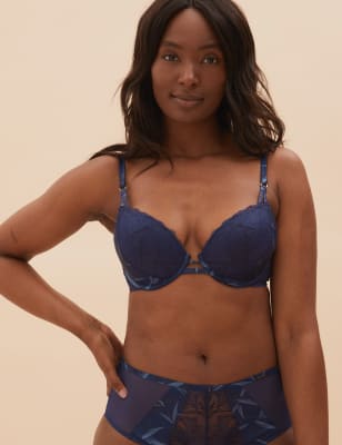 

Womens Autograph Plunge-BH mit Bügel und Grafikblumenspitze (A-DD) - Navy Mix, Navy Mix