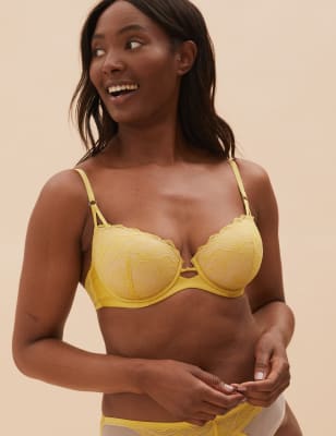 

Womens Autograph Graphic Floral Lace Padded Balcony Bra A-E - Yellow, Yellow