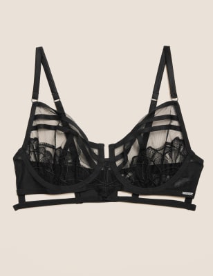 

Womens Autograph Calvi Embroidery Underwired Bustier A-E - Black, Black