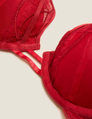 

Womens Autograph Calvi Embroidery Wired Plunge Bra A-E - Cherry Red, Cherry Red