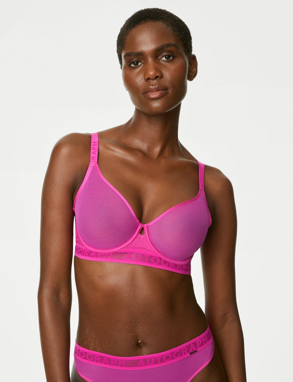 MARKS SPENCER M&S X BOUTIQUE LARRISA DOUBLE LACE WIRED PINK PEACH PLUNGE  BRA £20 - AbuMaizar Dental Roots Clinic